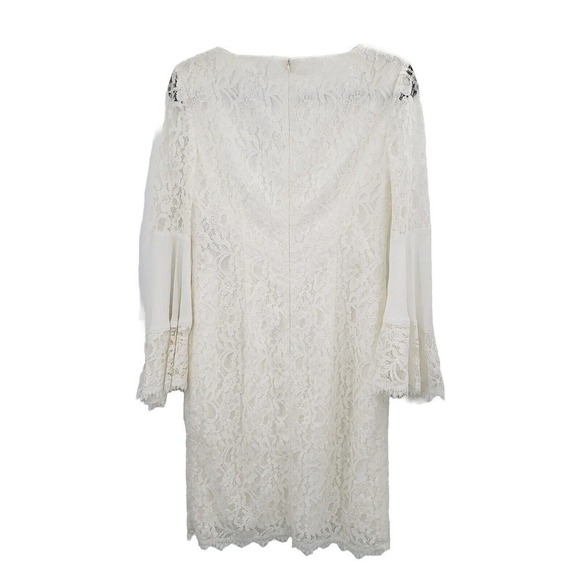 White House Black Market Bell Sleeve Shift Dress Womens 6 Lace Overlay Lined - Picture 3 of 16